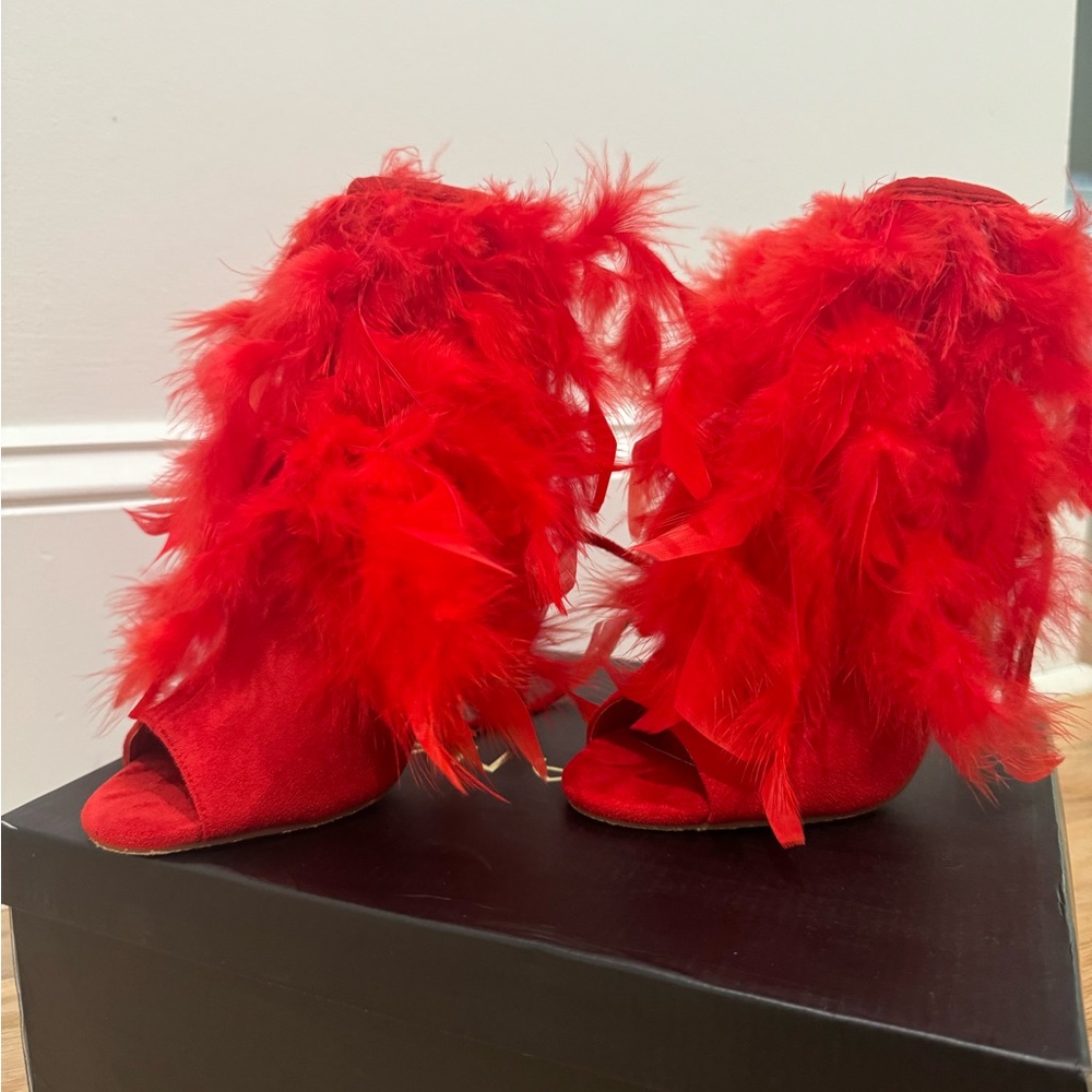 Red Feather Heels